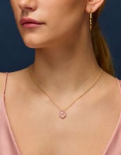 14ct Gold-Plated Rose Quartz Pendant Necklace, , large