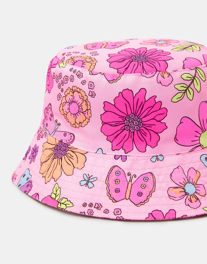 Girls Floral Print Bucket Hat, Multi (PASTEL MULTI), large