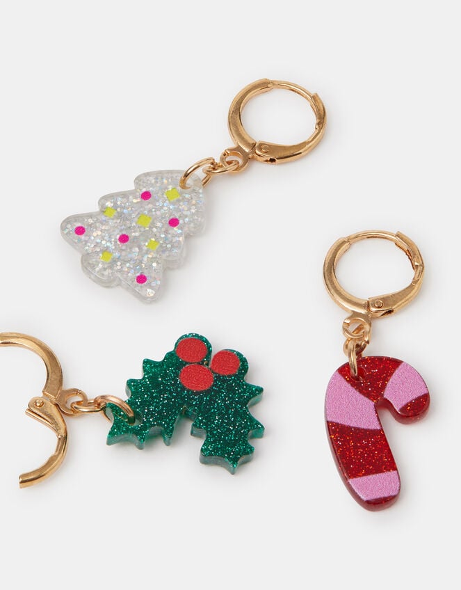 3-Pack Resin Christmas Hoop Earrings, , large