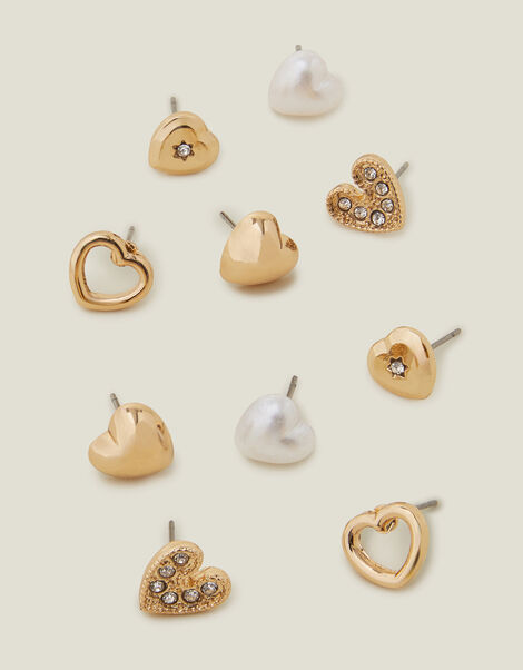 5-Pack Heart Stud Earrings, , large
