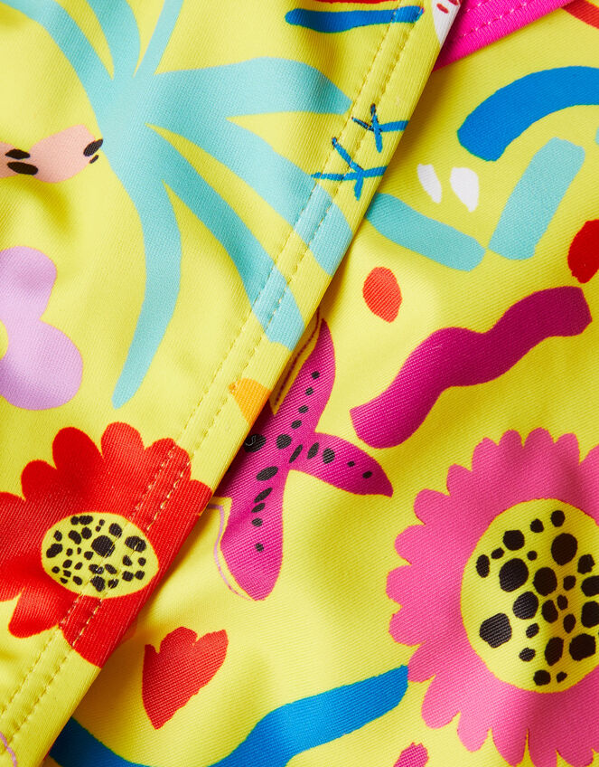 Girls Sunshine Print Bikini Set with Recycled Polyester, Yellow (YELLOW), large