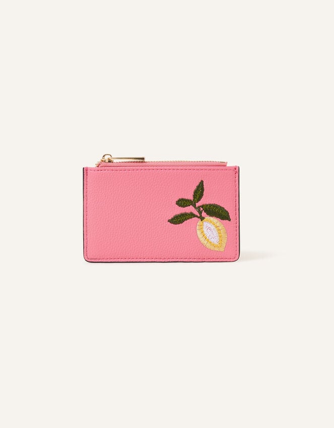 Embroidered Fruit Cardholder, Pink (PINK), large