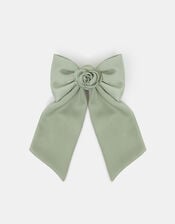 Corsage Bow Barrette Hair Clip Green, , large