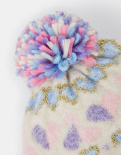 Girls Heart Fair Isle Bobble Trapper Hat, Multi (PASTEL MULTI), large