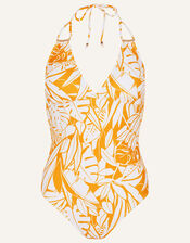 Palm Print Swimsuit, Yellow (YELLOW), large