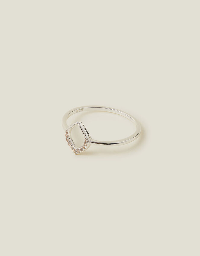 Sterling Silver-Plated Teardrop Ring, Silver (ST SILVER), large