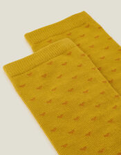 Ditsy Heart Print Socks, Yellow (OCHRE), large