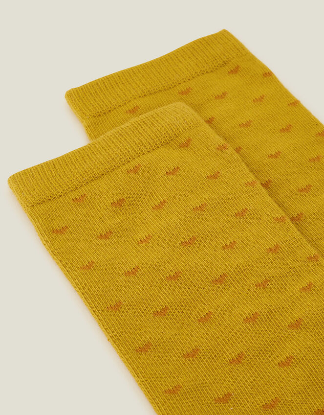 Ditsy Heart Print Socks, Yellow (OCHRE), large