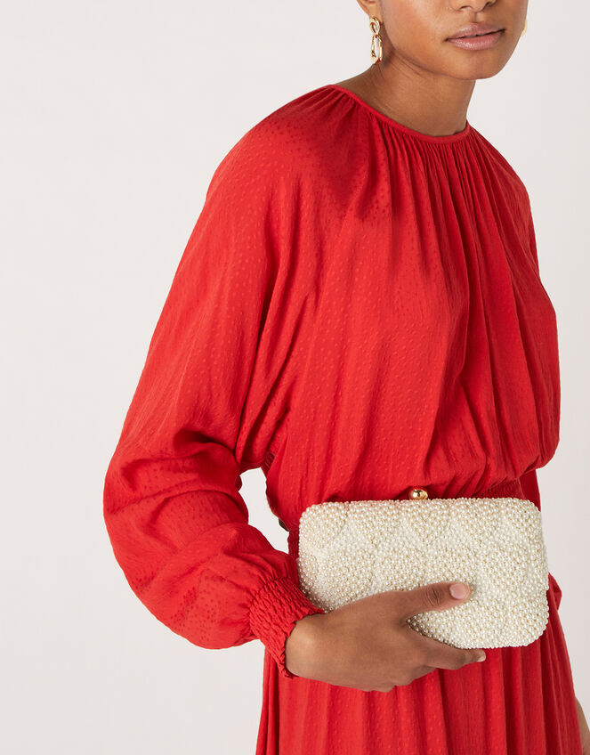Pearly Heart Hardcase Clutch Bag, , large