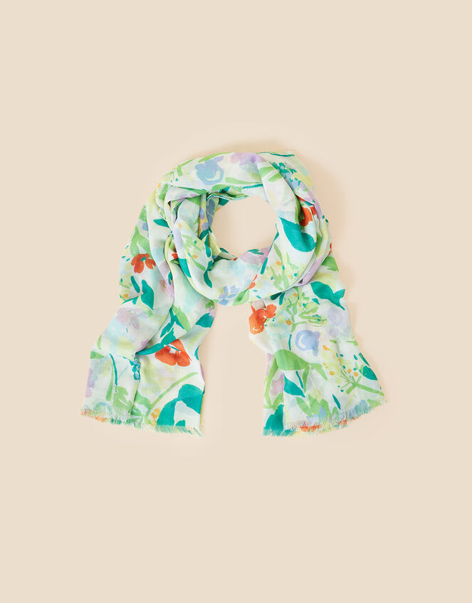 Floral Lightweight Scarf in Recycled Polyester, , large