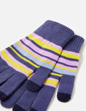 Stripe Super-Stretchy Touchscreen Glove Twinset, , large