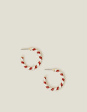 Candy Cane Hoop Earrings, Red (RED), large