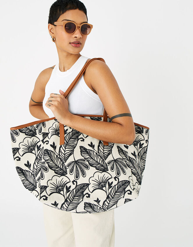 Perla Print Shopper , Black (BLACK/WHITE), large