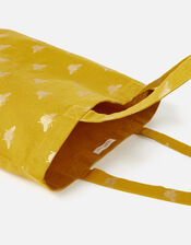 Novelty Foil Print Shopper Bag, Yellow (YELLOW), large