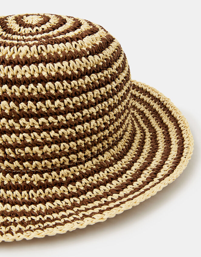 Stripe Raffia Bucket Hat, , large