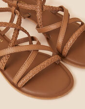 Plaited Strappy Sandals, Tan (TAN), large