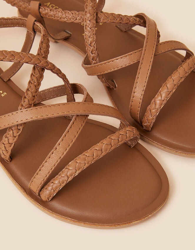 Plaited Strappy Sandals, Tan (TAN), large