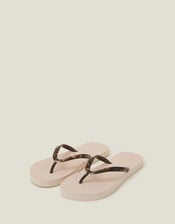 Tortoiseshell Toe-Post Flip Flops, Natural (NATURAL), large