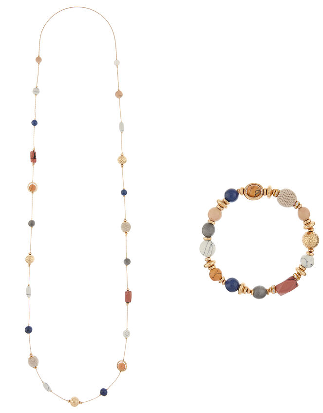 Beaded Rope Necklace with Matching Bracelet, , large