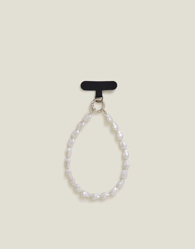 Faux Pearl Bead Phone Wrist Strap, , large