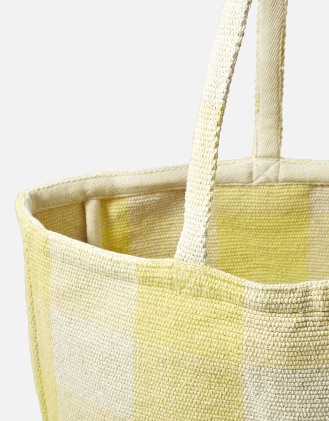 Gigi Gingham Tote, Yellow (YELLOW), large