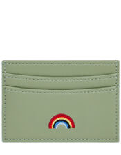 Embroidered Rainbow Cardholder, Green (GREEN), large