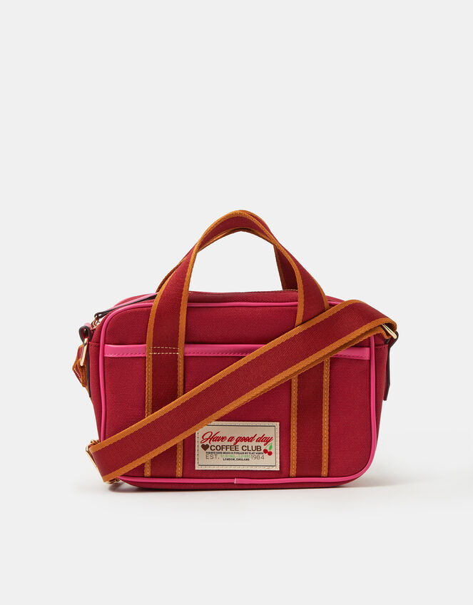 Top Handle Canvas Crossbody Bag, Pink (PINK), large