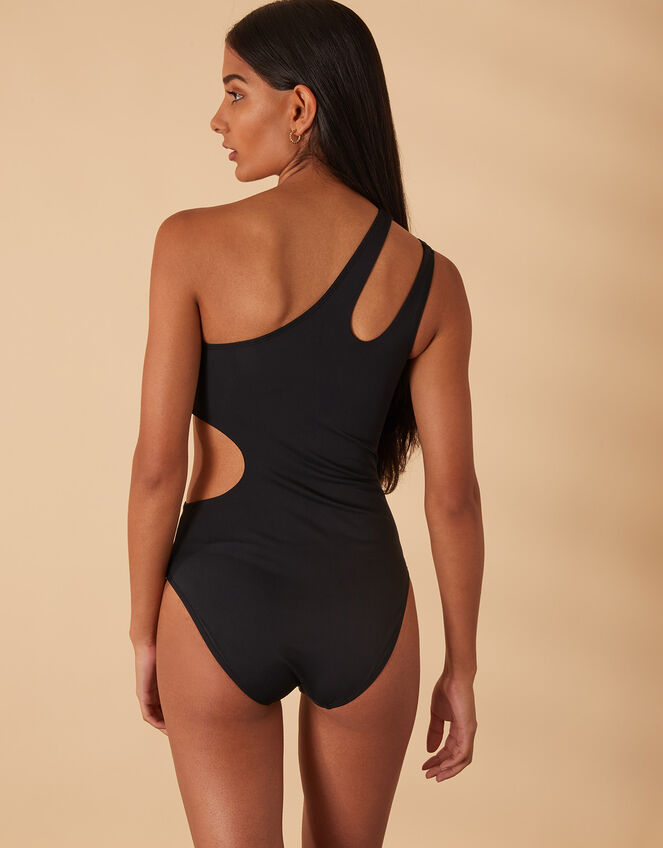 Cut-Out One Shoulder Swimsuit Black, Swimsuits