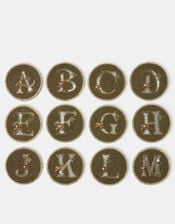 Beaded Initial Coaster, Gold (GOLD), large