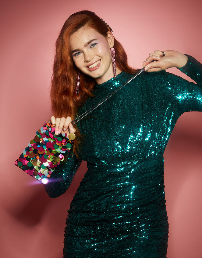 Sequin Phone Cross-Body Bag, , large