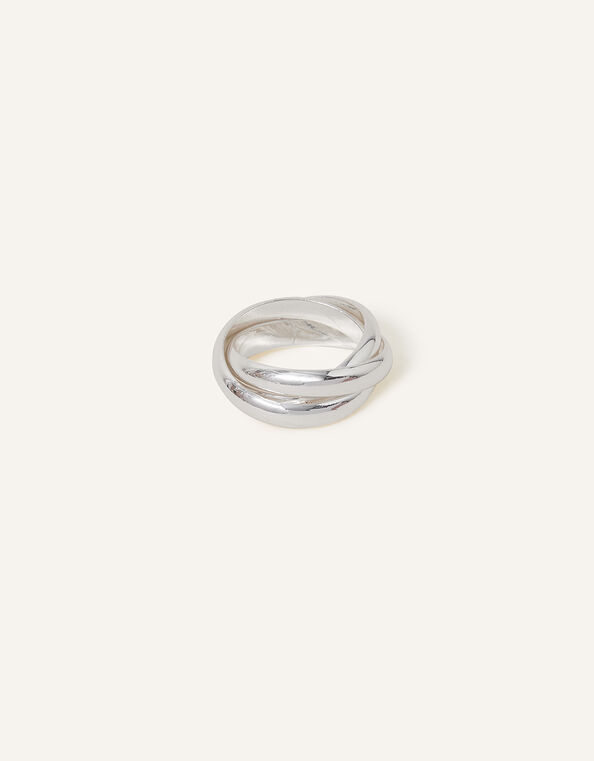 Sterling Silver Plated Twisted Ring, Silver (ST SILVER), large
