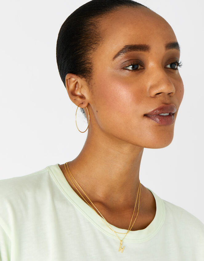 Gold Vermeil Initial Pendant Necklace - H, , large