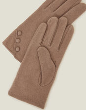 Touchscreen Button Gloves in Wool Blend, Natural (NATURAL), large