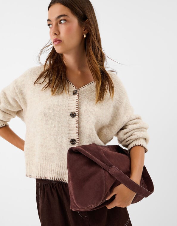Slouchy Suede Shoulder Bag, , large