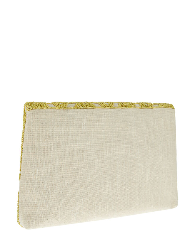 Beaded Oversized Envelope Clutch Bag, Green (LIME), large