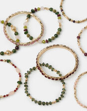 11-Pack Stone Beaded Stretch Bracelets, , large