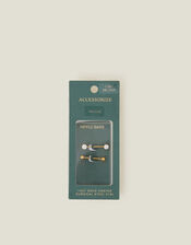 2-Pack 14ct Gold-Plated Surgical Steel Nipple Bars, , large
