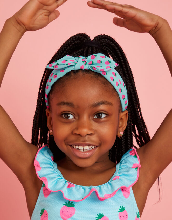 Girls Strawberry Print Headband, , large