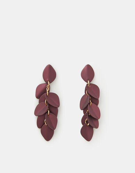 Enamel Willow Leaf Drop Earrings, , large