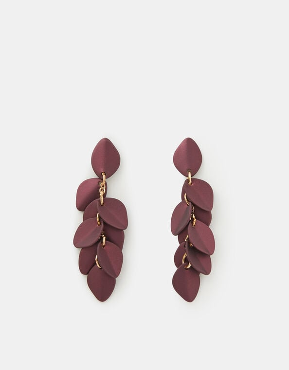 Enamel Willow Leaf Drop Earrings, , large