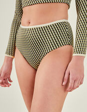 Jacquard High Waist Bikini Briefs, Multi (DARKS MULTI), large