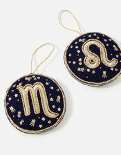 Embellished Star Sign Hanging Decoration, Blue (NAVY), large