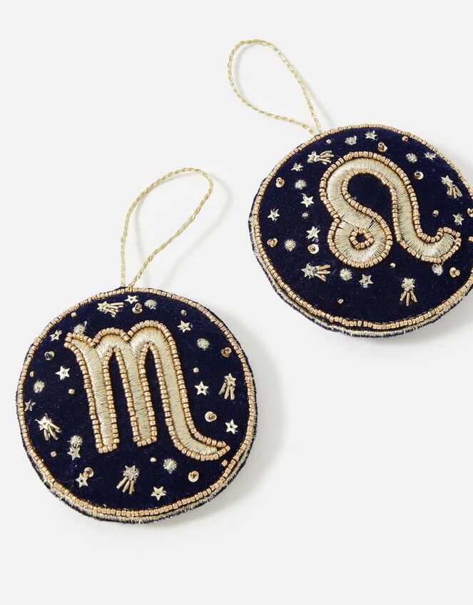 Embellished Star Sign Hanging Decoration, Blue (NAVY), large