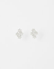 Sterling Silver Sparkle Star Cluster Earrings, , large