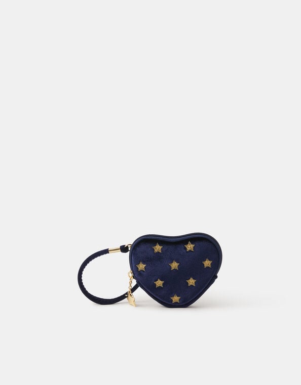 Star Embroidered Heart Coin Purse, , large