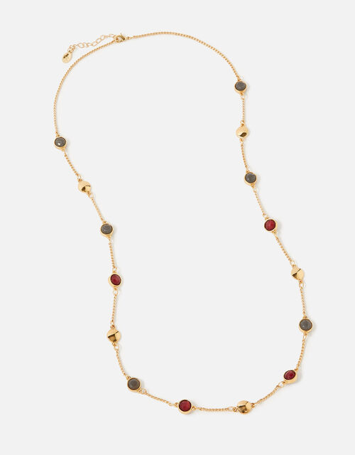 Berry Blush Gem Station Necklace, Red (BERRY), large