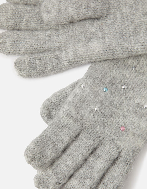 Gem Sparkle Gloves Grey, Grey (GREY), large