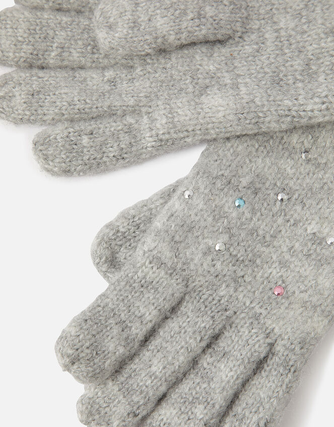 Gem Sparkle Gloves, Grey (GREY), large