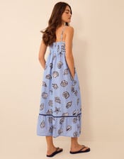 Shell Print Midi Dress, Blue (BLUE), large