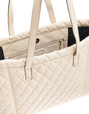 Quilted Faux Leather Tote Bag, , large